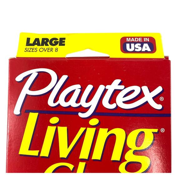 Vtg 90s Playtex Living Gloves Yellow Size Large Made in USA Household Cleaning - Picture 6 of 9